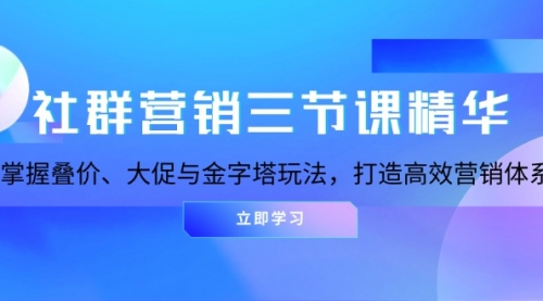 社群营销三节课精华：掌握叠价、大促与金字塔玩法，打造高效营销体系-小白网创资源网