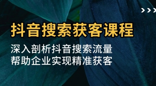 抖音搜索获客课程：深入剖析抖音搜索流量，帮助企业实现精准获客-小白网创资源网