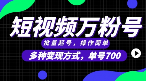 短视频快速涨粉，批量起号，单号700，多种变现途径-小白网创资源网