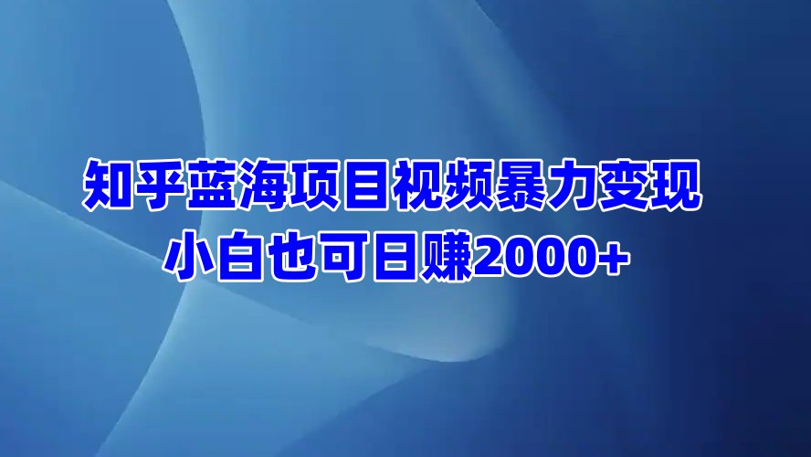 zhi.乎蓝海项目视频变现-小白网创资源网
