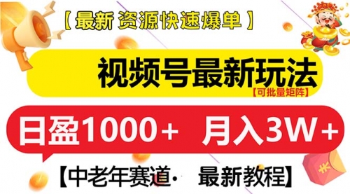 视频号最新玩法 中老年赛道 月入3W+-小白网创资源网