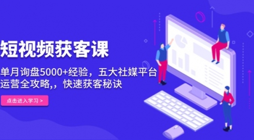 短视频获客课，单月询盘5000+经验，五大社媒平台运营全攻略,-小白网创资源网