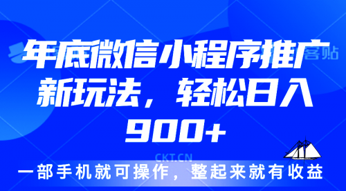 24年底微信小程序推广最新玩法，轻松日入900+-小白网创资源网